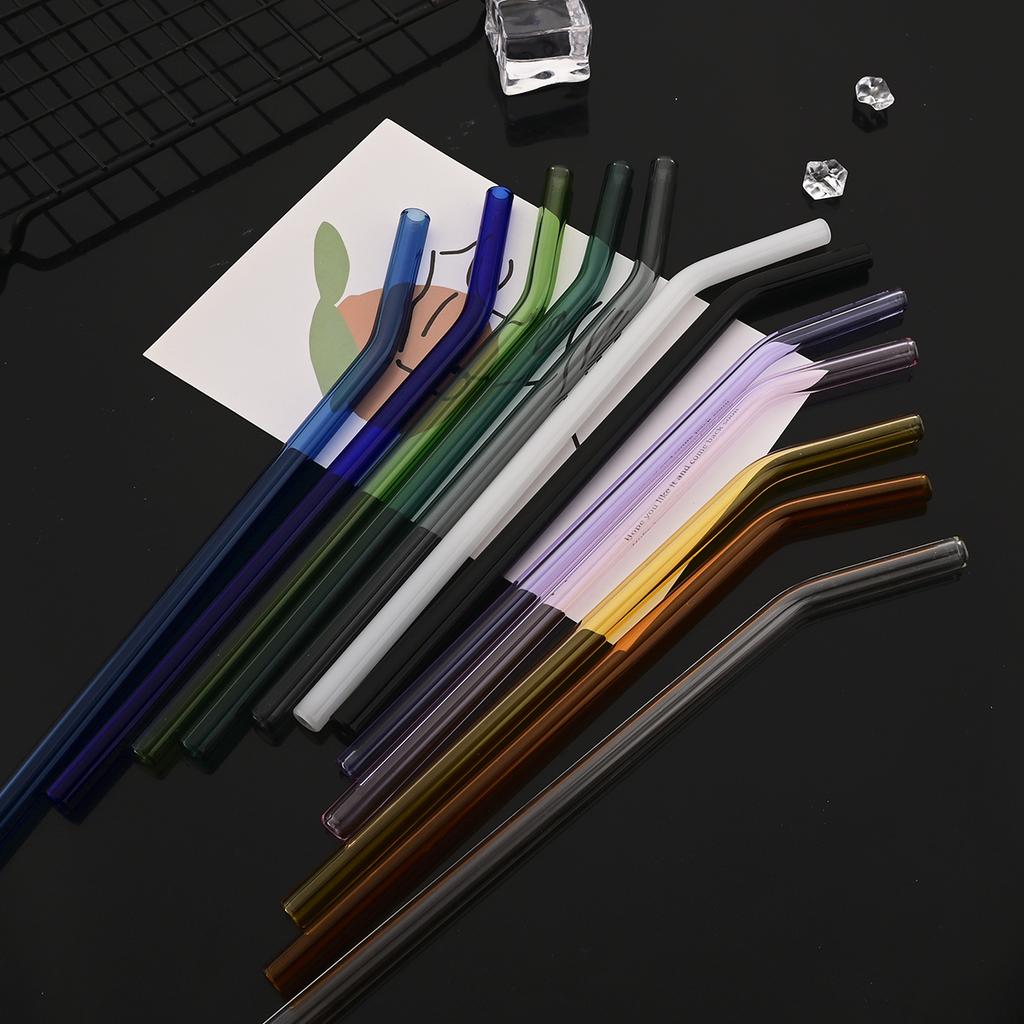 11-piece Reusable Glass Straws Clear Smoothie Drinking Straws with Clean Brush for Beverages Milk Tea Juices Cocktail