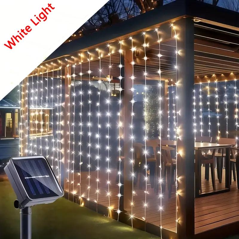 Solar Curtain Light String 3X3M 8 Lighting Modes Solar Garden Fairy Light for Christmas Wedding Patio Party Holiday Decoration