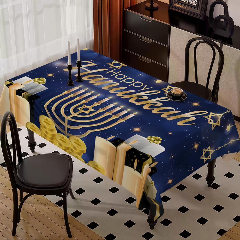 Jewish Pattern Rectangle Table Cloth for Table Decor Home Kitchen Dining Waterproof Reusable Tablecloth for Tables Dining Room