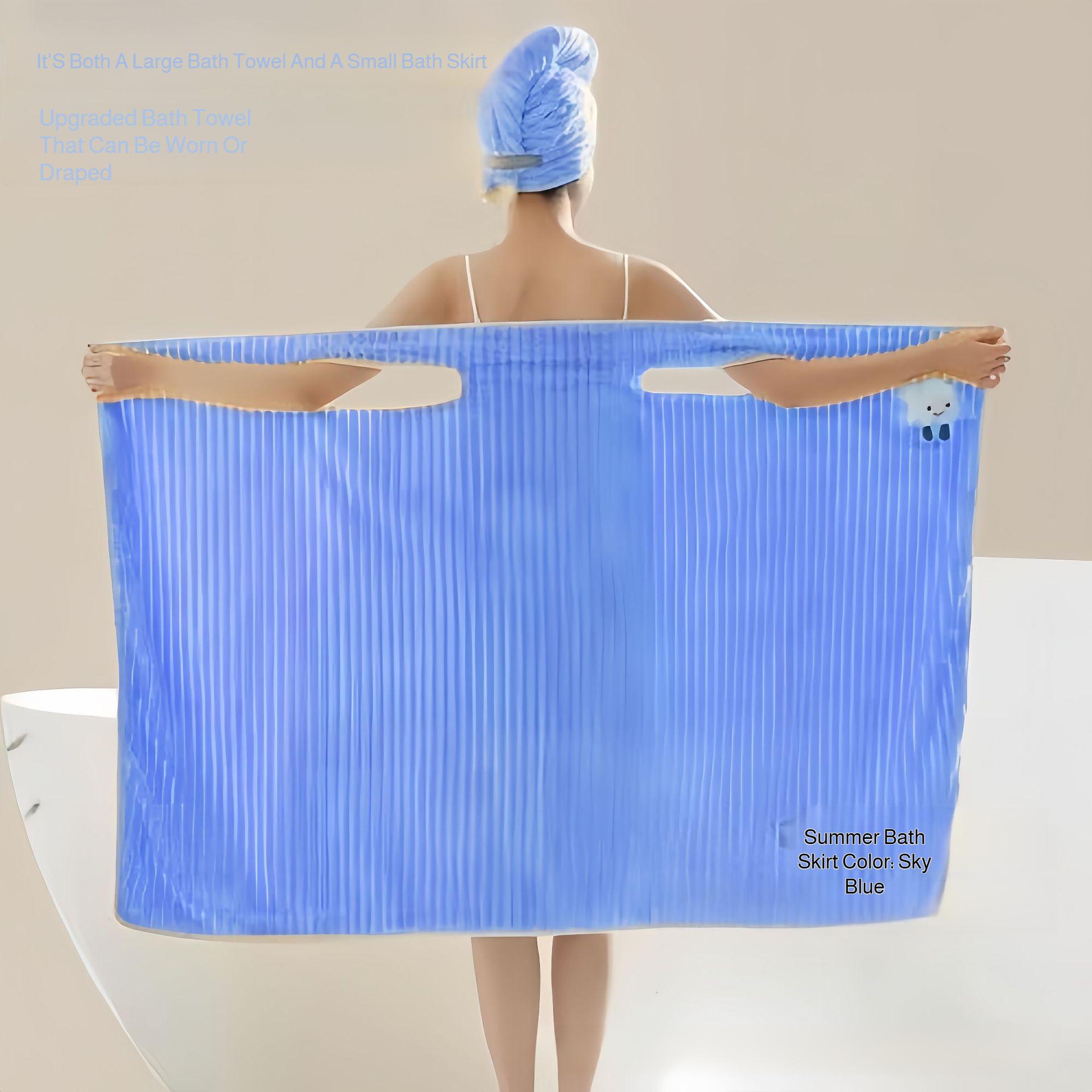 

Домашняя юбка для ванной, приятная к коже, обертываемая, впитывающая, юбка для ванной во весь рост, одежда для ванной, носимое банное полотенце небесно-голубой