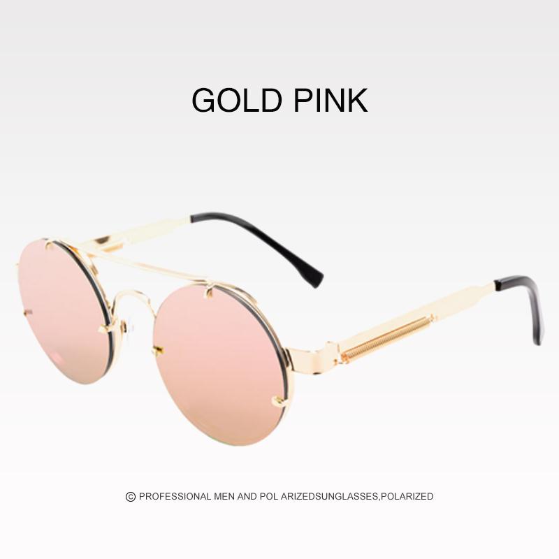 Vintage Steampunk Sunglasses UV400 Protection Round Metal Frame Punk Style Shades for Men Women