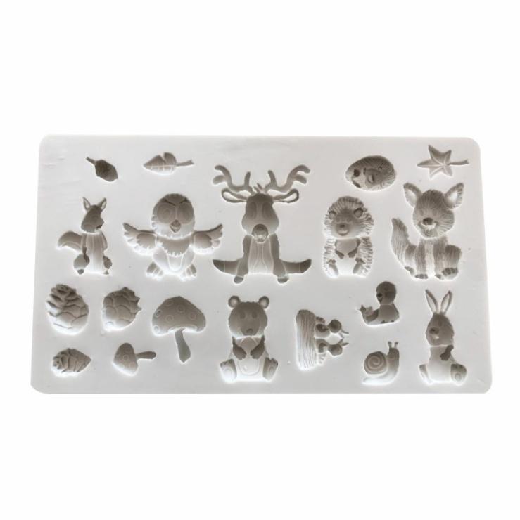 New 3D Forest Animal Birthday Cake Silicone Fondant Chocolate Mold Squirrel Deer Hedgehog Mushroom Mold