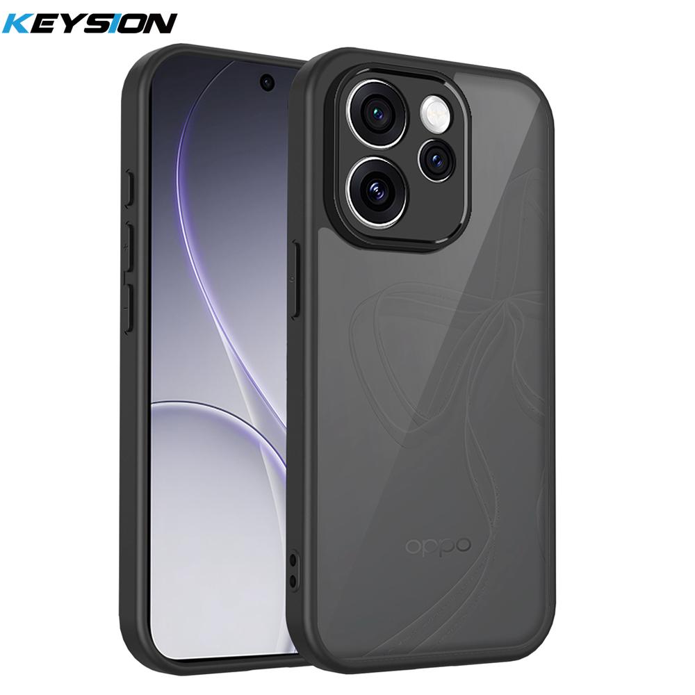KEYSION Matte Translucent Black Phone Case for OPPO Reno15 Pro Max 5G Silicone+PC Clear Shockproof Cover for OPPO Reno15 F 5G