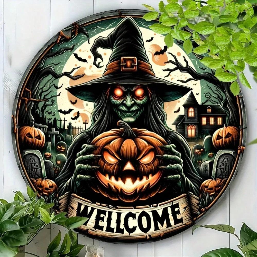 Halloween Witch Metal Tin Sign Home Decor Kitchen Wall Art