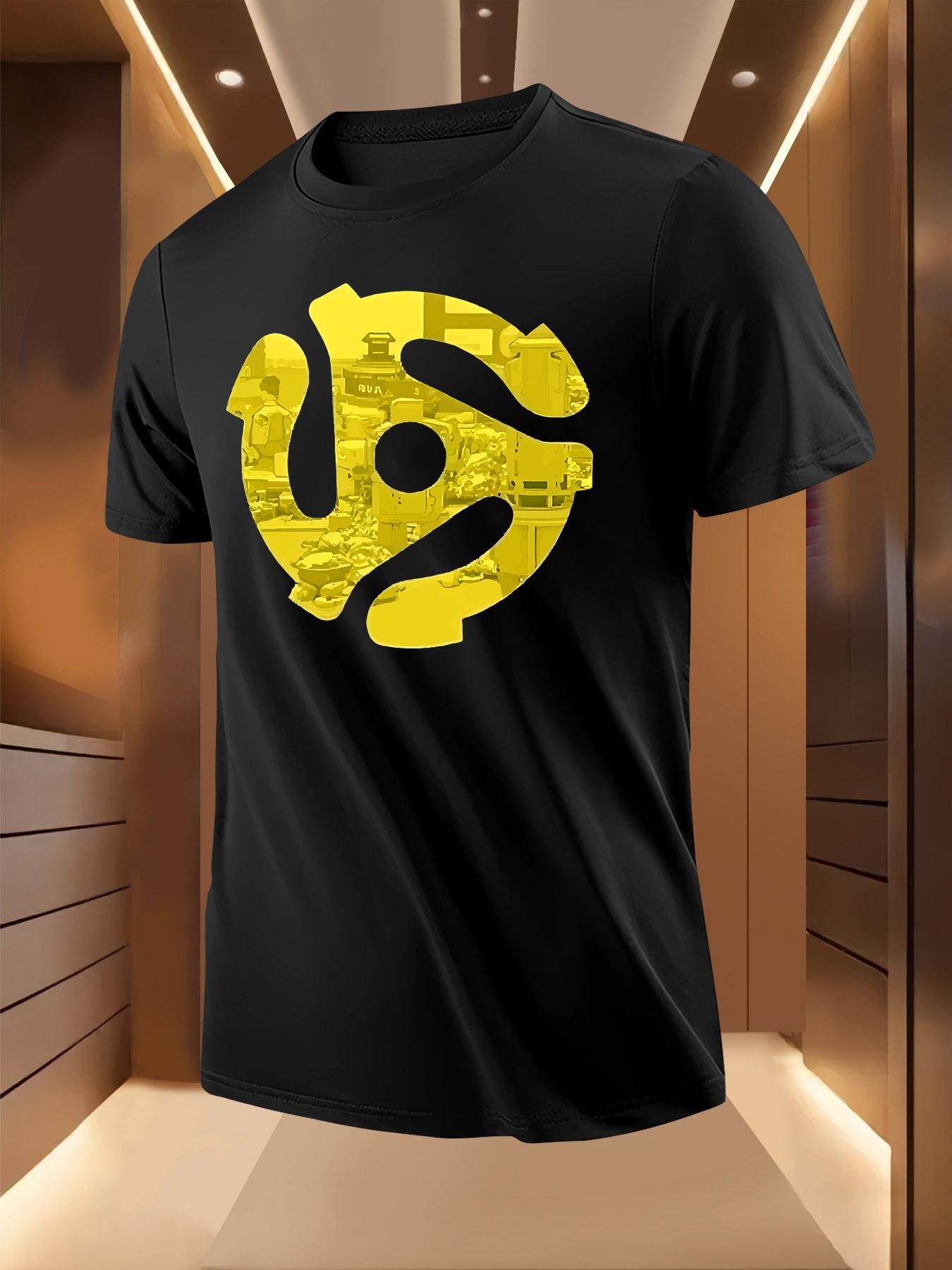 Light Blue Casual Tshirt with Golden Yin Yang Print - Bre... XL