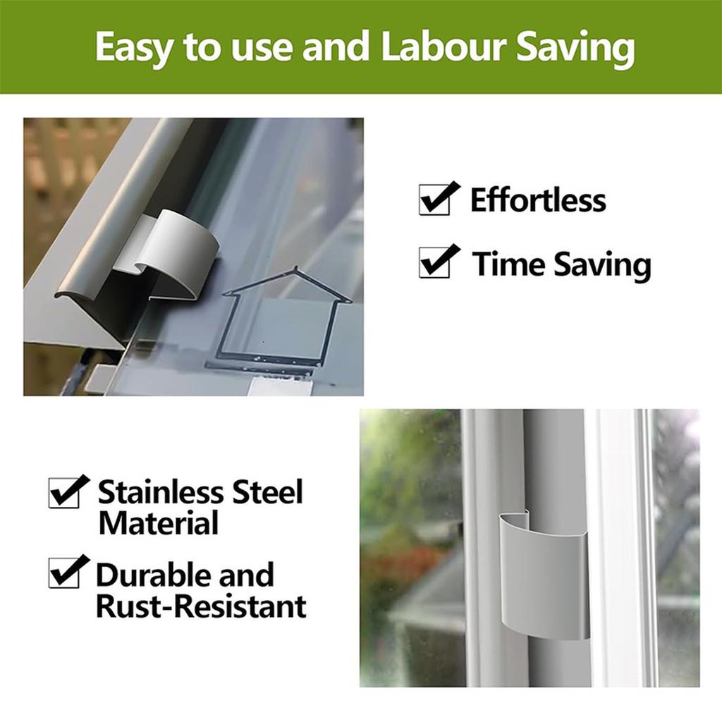 Stainless Steel Greenhouse Glass Clips Glazing Repairs ,resistant Spring Clips ,proof Sturdy Garden Clips Maintenance