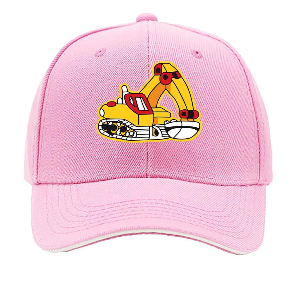 Adjustable Hat Featuring an Cartoon Excavator a Breathable Baseball Cap That Provides Cozy Suitabl Sandwich Baseball Cap
