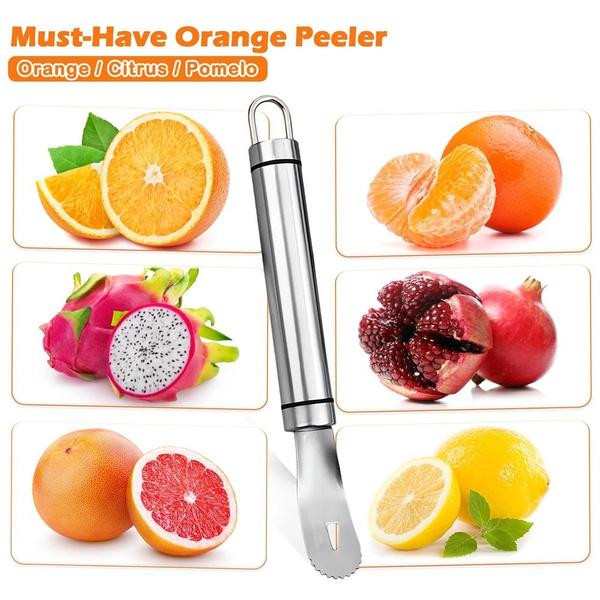 Long Handle Stainless Steel Orange Peeler Lemon Peeler Easy To Peel Tool Fruit Zesters Kitchen Accessories Kitchen Gadgets
