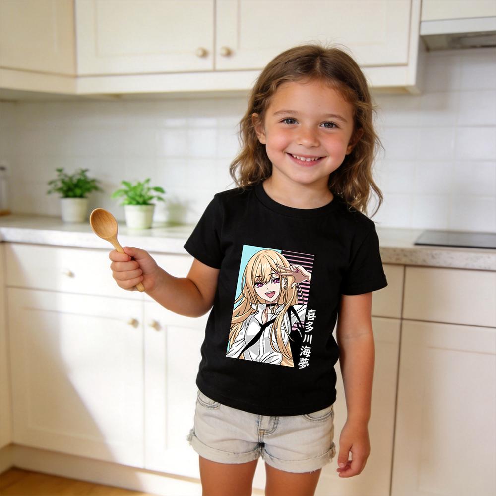Cotton Kids T Shirt My Dress Up Darling Marin Kitagawa Anime Print Short Sleeve Tee for Boys Girls Summer Clothes