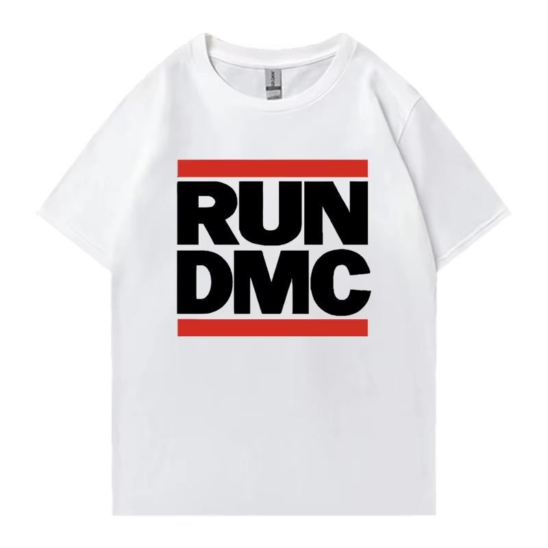 RUN DMC Graphic Print Crew Neck Oversized Tee Shirt Streetwear 100 Cotton Unisex Unisex Short Sleeve Tshirts Popular Unisex Tops