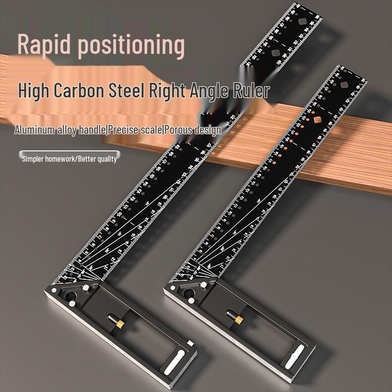 

High-Precision Multi-Angle Ruler for Woodworking: 90° and 45° Industrial-Grade Positioning and Marking Tool. 30cm (with marking holes)