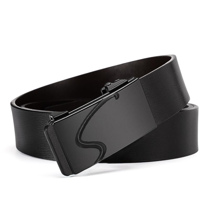 Belt for Men Casual Simple Leather Automatic Buckle Belt S Business Personality Youth Trousers