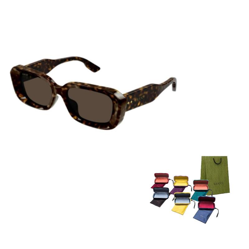 GUCCI Temple monogram Rectangular Sunglasses Women's Tortoiseshell
