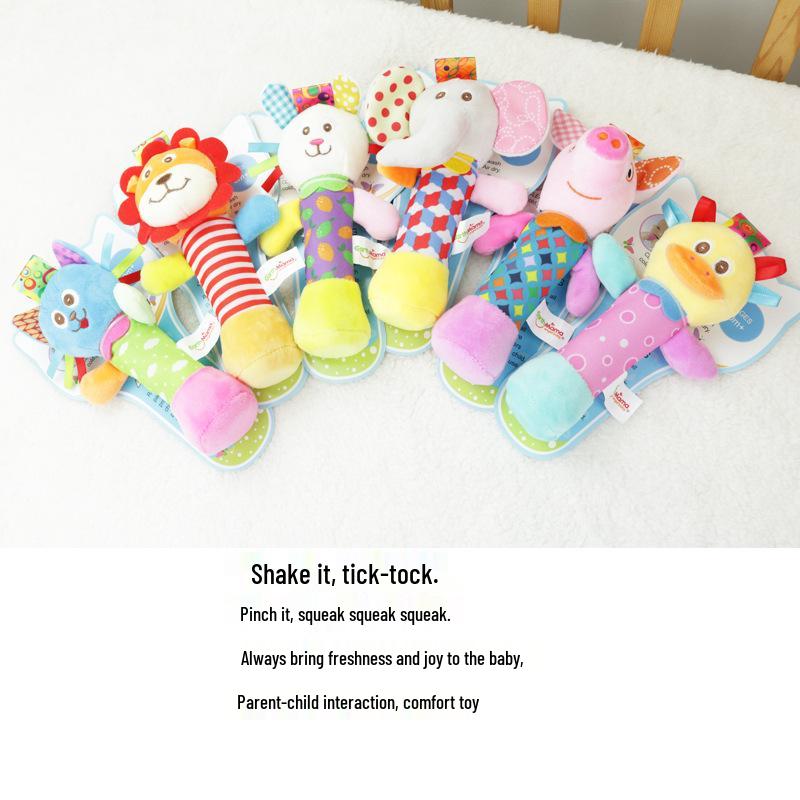 EarthMama Animal Hand Rattle Toy with BB Device - Early Education & Soothing Doll for Infants