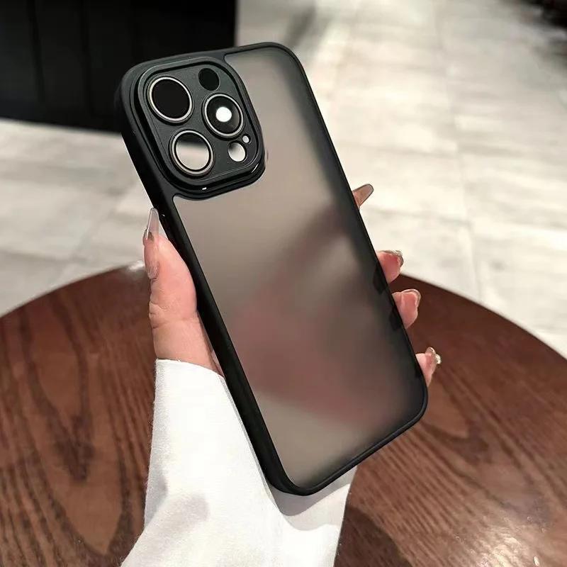 Luxe Schokbestendige Matte Telefoonhoes Voor iPhone 15 14 13 12 11 Pro Max Bumper Transparante Cover