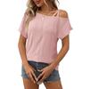 Summer Women's Solid Color Single Shoulder Short Sleeved T-shirt with Hollowed Out Top for Women Shirt