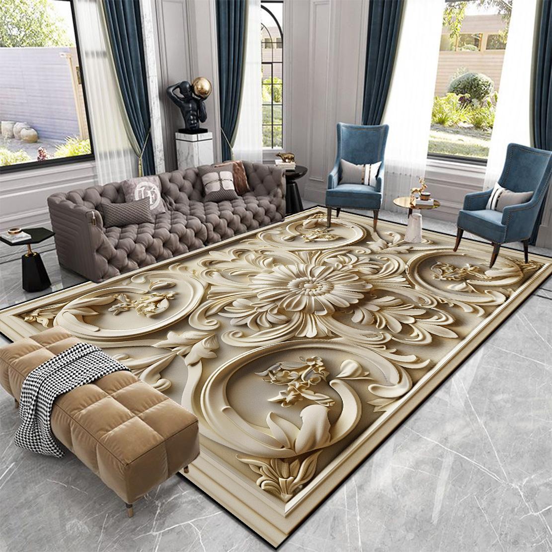 

Килими великих розмірів у розкішному європейському стилі для вітальні, золота прикраса, домашній салон, килимок на підлогу під диван, нековзні килими, які можна прати, для спальні 140*200cm