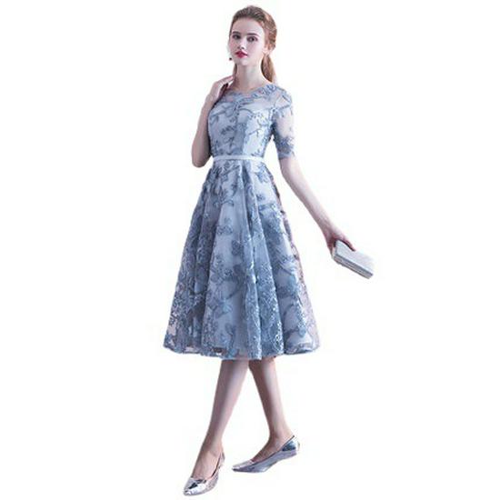 Grey Bridesmaid Dress 2026: Elegant Mid-Length Summer Gown for Women, Slimming and Ideal for Banquets