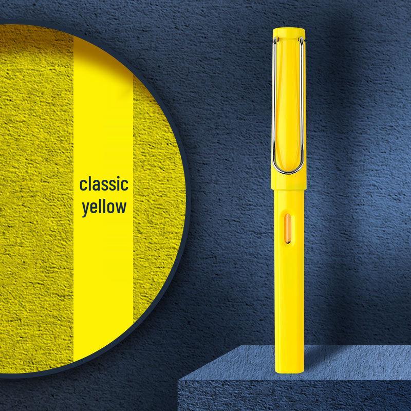 Refillable Ergonomic Fountain Pen for Students - Transparent Colored Plastic Design