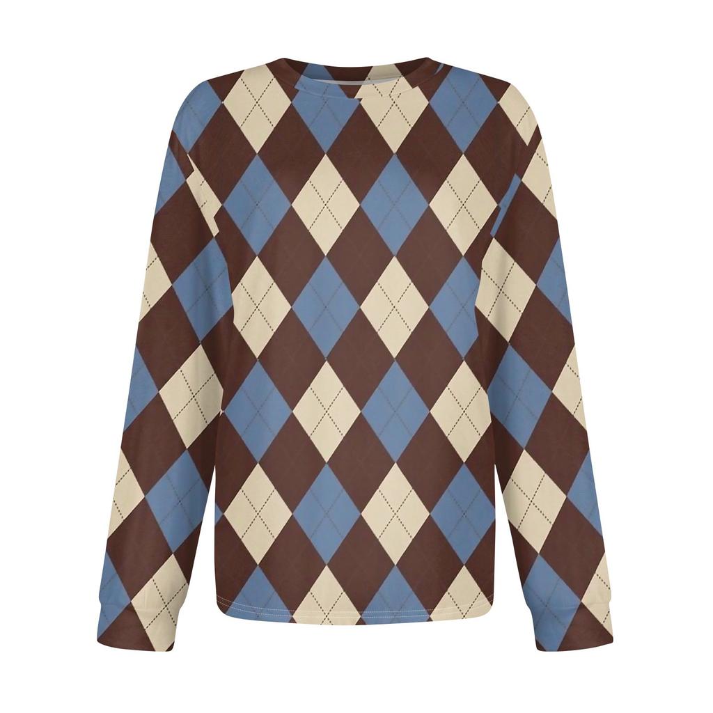 Damenmode Langarmshirts Locker sitzende Rundhals-Basic-Tops Lässige Outfits