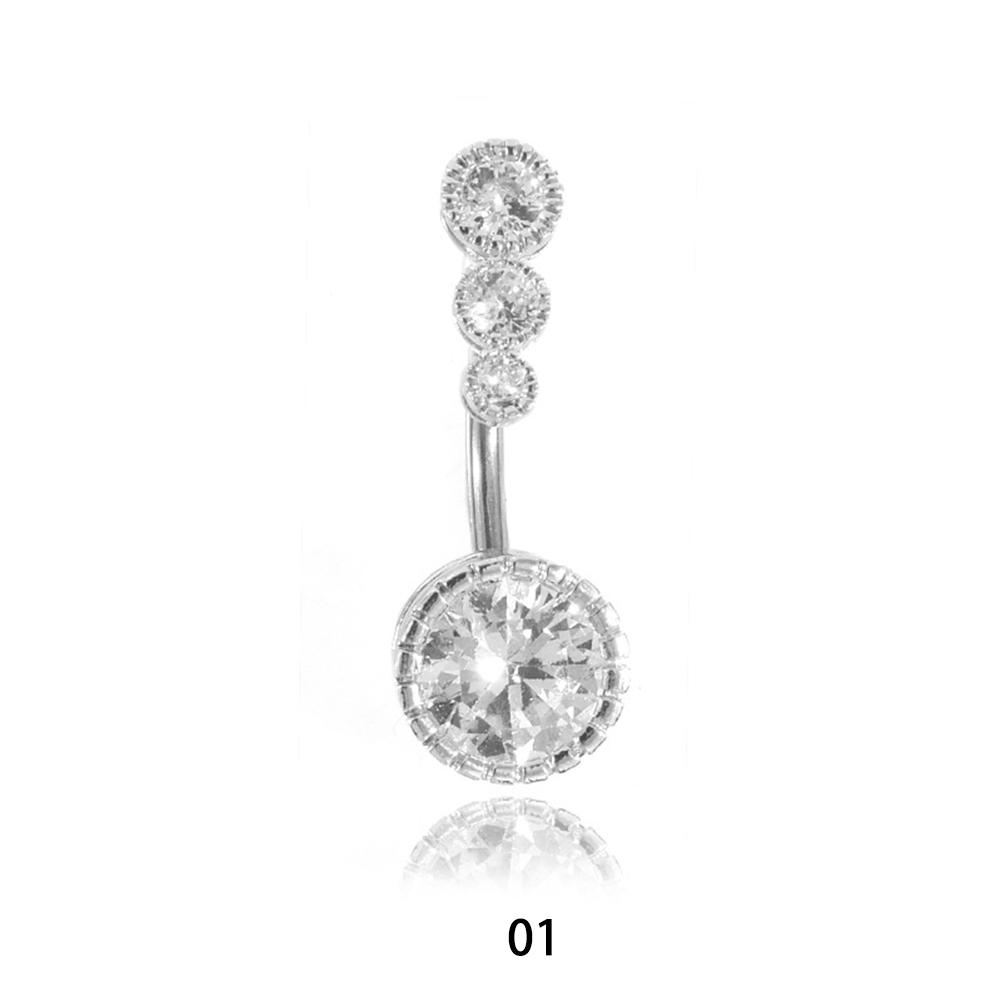 Damen Hübscher Kristall 4 Strass Bauchnabel Piercing Hantelring Körperpiercing