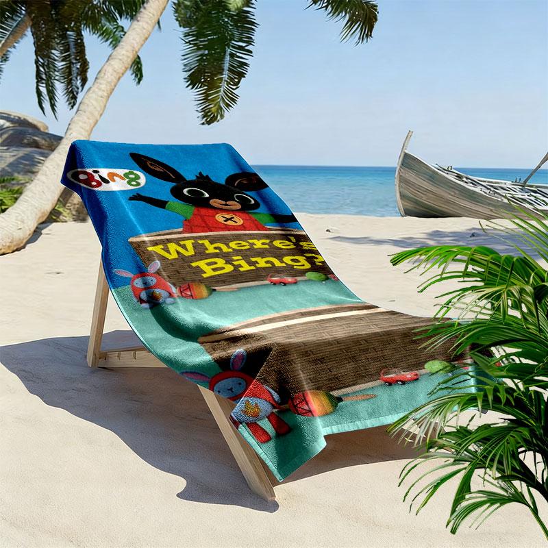Bing Print Beach Towel, Large Soft Quick Dry Towel for Beach Camping Swimming