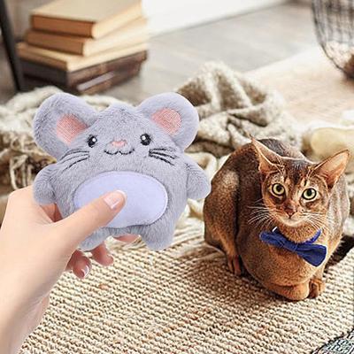 Neue Plüschpuppe Maus Kaninchen Zeichentier Katze Hund Doppel-Haustierspielzeug Weiches bissfestes Selbst-anregendes Katzenspielzeug