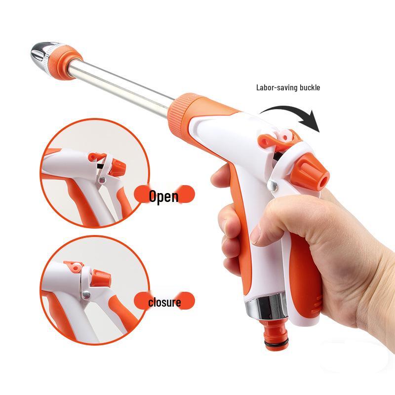High-Pressure Long Handle Water Gun with Foam Cannon and Rubber Grip for Car Wash