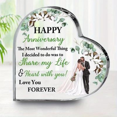 Cadeau de Mariage/Anniversaire pour Couple: Plaque en Acrylique Transparent (Fleur de coton) – Inspirant (Petit ami/Petite amie/Mari/Femme).