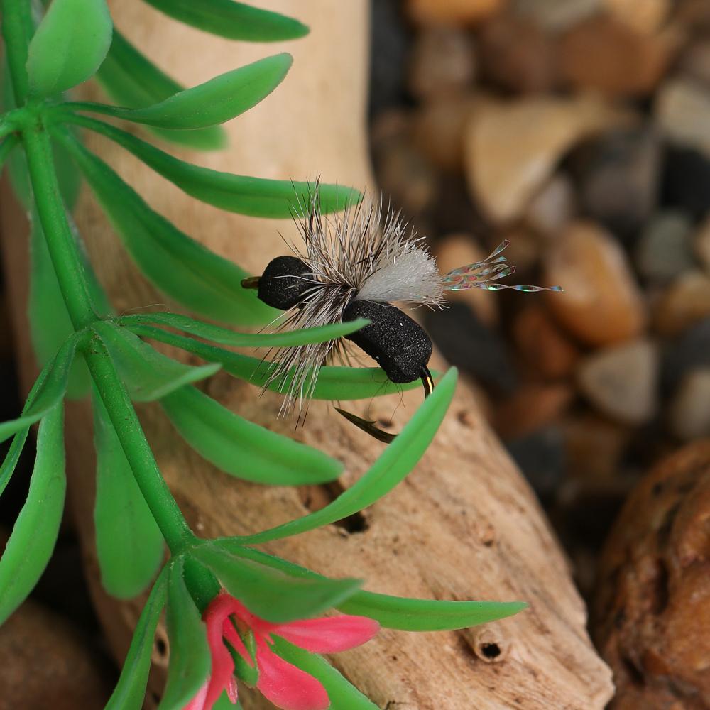 6pcs/Box Fly Fishing Flies Dry Fly Black Foam Ant for Riverine Trout, Panfish, Bass, Grayling, and Carp Fishing Lures