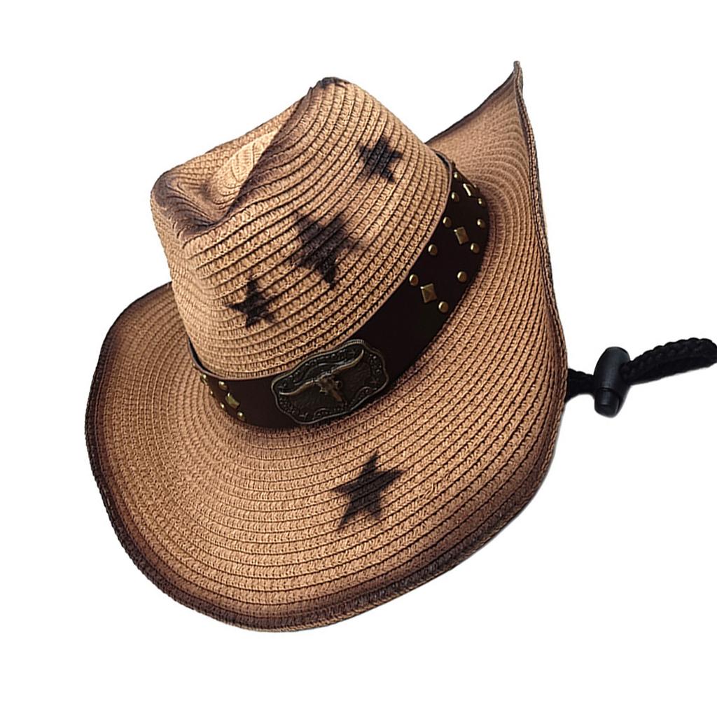 Vintage Straw Hat Beach Protable Hat Men's Western Hat Retros Styles Hat for Men and Women