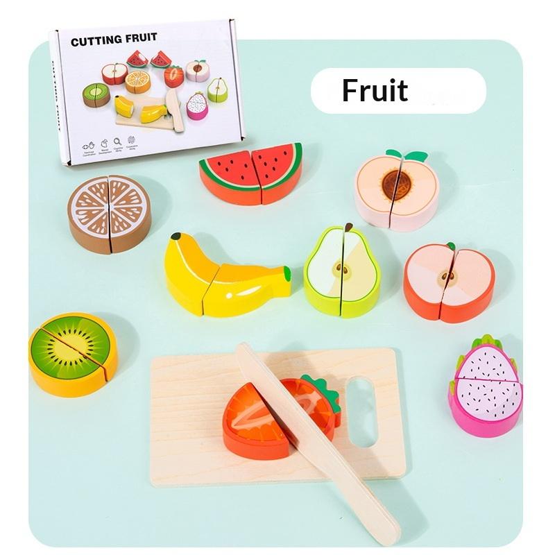 

[J] 1 Set Simulation Cutting Fruit Food Game Play Kitchen Accessories Montessori Educational Toys For Kids Wooden Pretend Toy