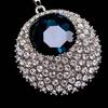 Chain Necklace Rhinestone Inlaid Vintage Long Round Pendant Necklace for Women