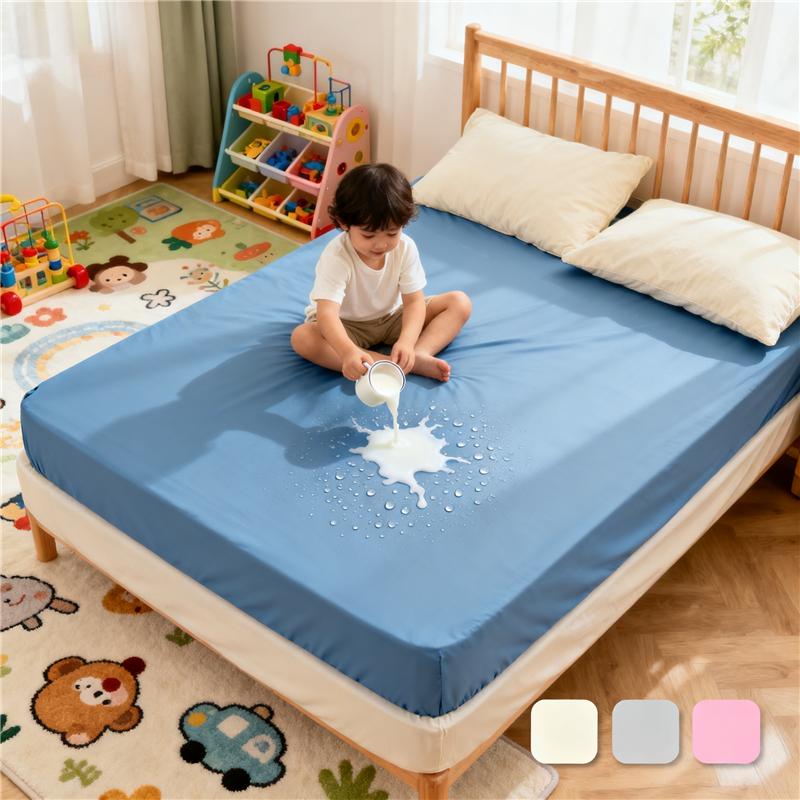 Waterproof Kids Family Mattress Fitted Sheet Moisture-Proof Bed Cover for Toddler Bedwetting Spills Accidents, All Sizes Easy-Clean Bedroom Protector
