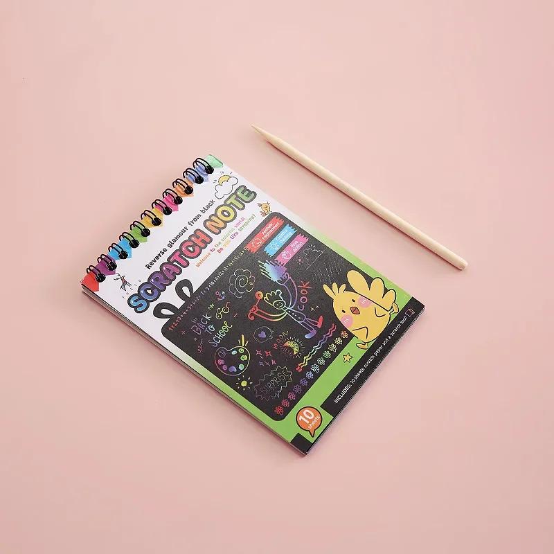 Kratzbild-Malbuch mit Regenbogen-Kratznoten, magischem Malpapier und Stift für Kinder, Bastelspielzeug, Geschenkidee für Kinder