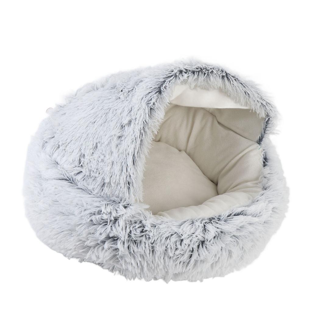 Katzenhöhlenbett Weich Gemütlich Halbgeschlossen Erhöhte Sicherheit Abnehmbares Rundes Katzenhundeberuhigungsbett für Zuhause