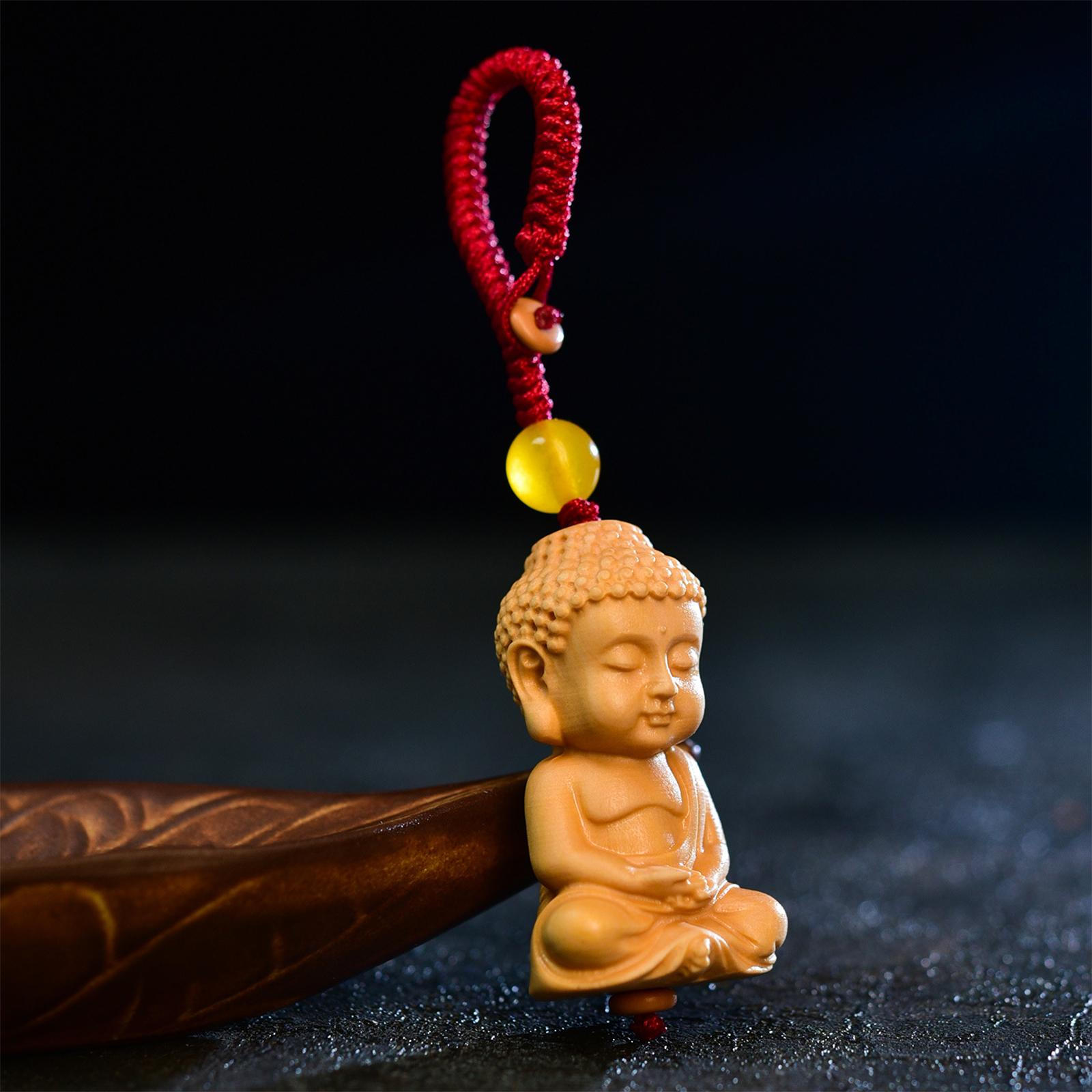 

Мини-деревянный брелок с изображением Будды, счастливый кулон, подвесное украшение длиной 2,8 дюйма для мужчин и женщин Red Rope