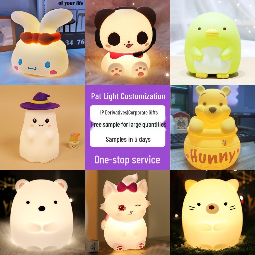 Multi-color USB Silicone Tap Light: Cartoon Kids' Night Light with Induction Sensor