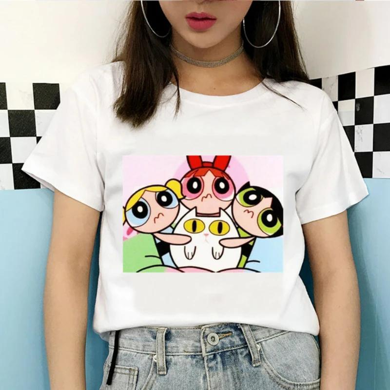 Kawaii The Powerpuff Girls Cartoon Graphic T Shirts Shirt Gift Tshirt Men Women Unisex Tee Short Sleeve Clothes Summer Y2k Tops