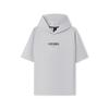 Skechers T-shirt Unisex con Cappuccio e Maniche Corte, Traspirante, Vestibilità Larga, Logo, Grigio Fumo L225U060-00EQ