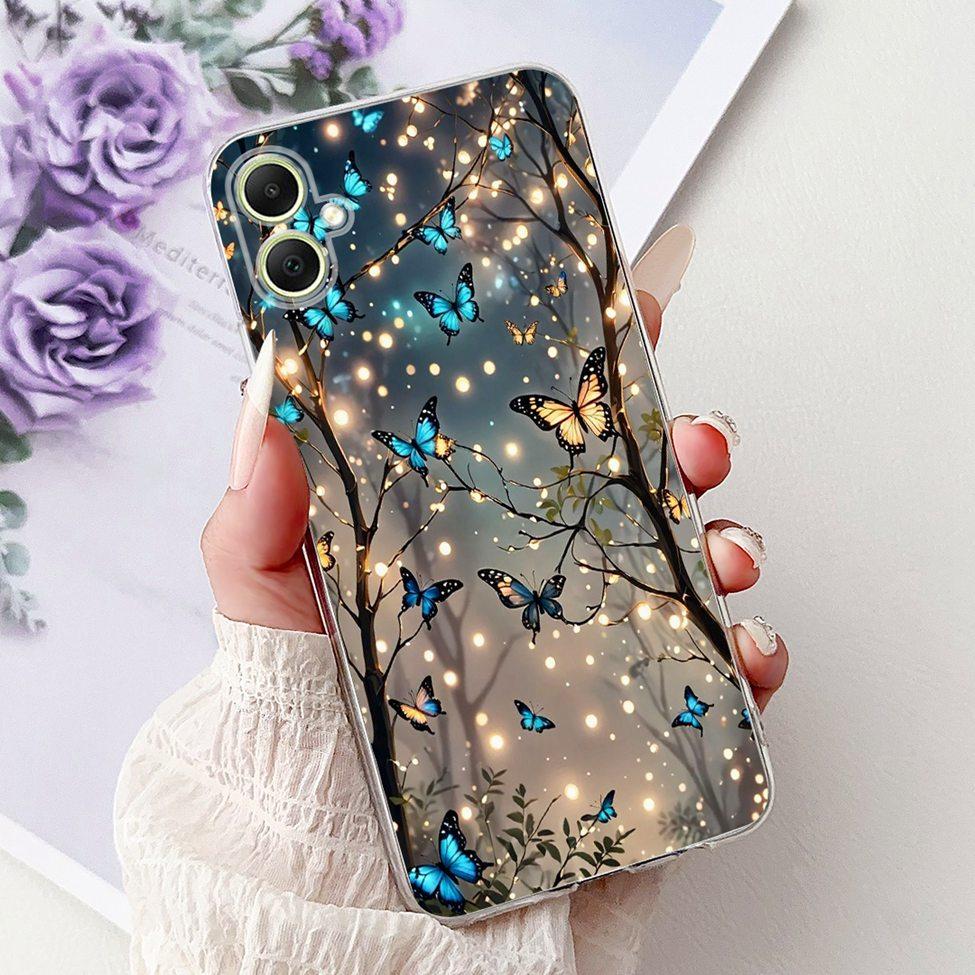 For Samsung A05 Case Clear Cute Cat Fashion Flowers Cool Painted Back Cover For Samsung Galaxy A05 Phone Case SM-A055F SM-A055M