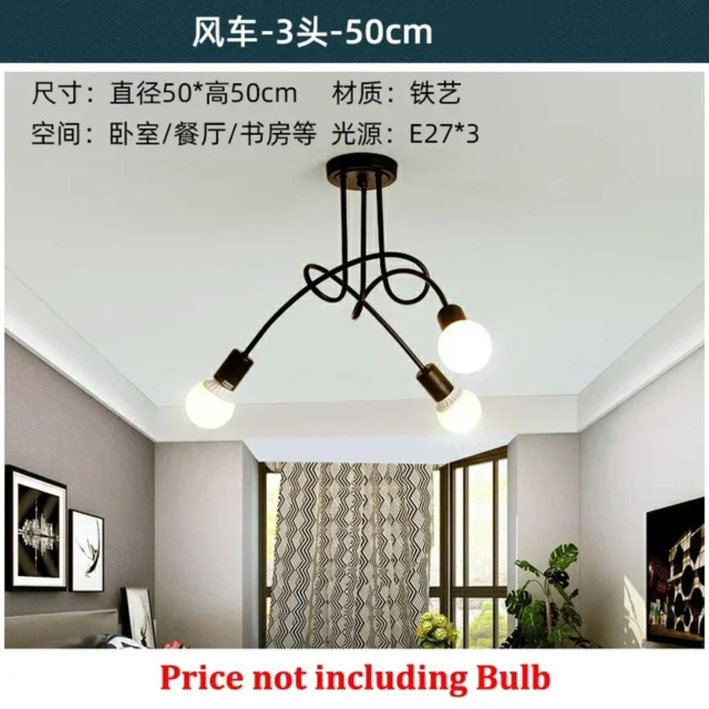 New Vintage Retro Black Iron Ceiling Chandeliers with 3 5 8 Pipes - Classic Loft Lustre for Living Dining Room Decor, Timeless E
