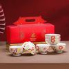 Baizien Palace Style Red Lotus Ceramic Bowl Dinnerware Set