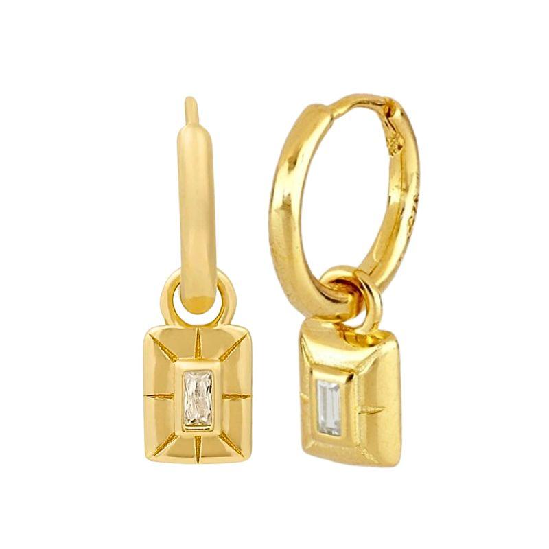 925 Silver Needle Square Pendant Hoop Earrings Vintage Gold Earrings For Women Shell Pendant Earring Fashion Jewelry Accessories