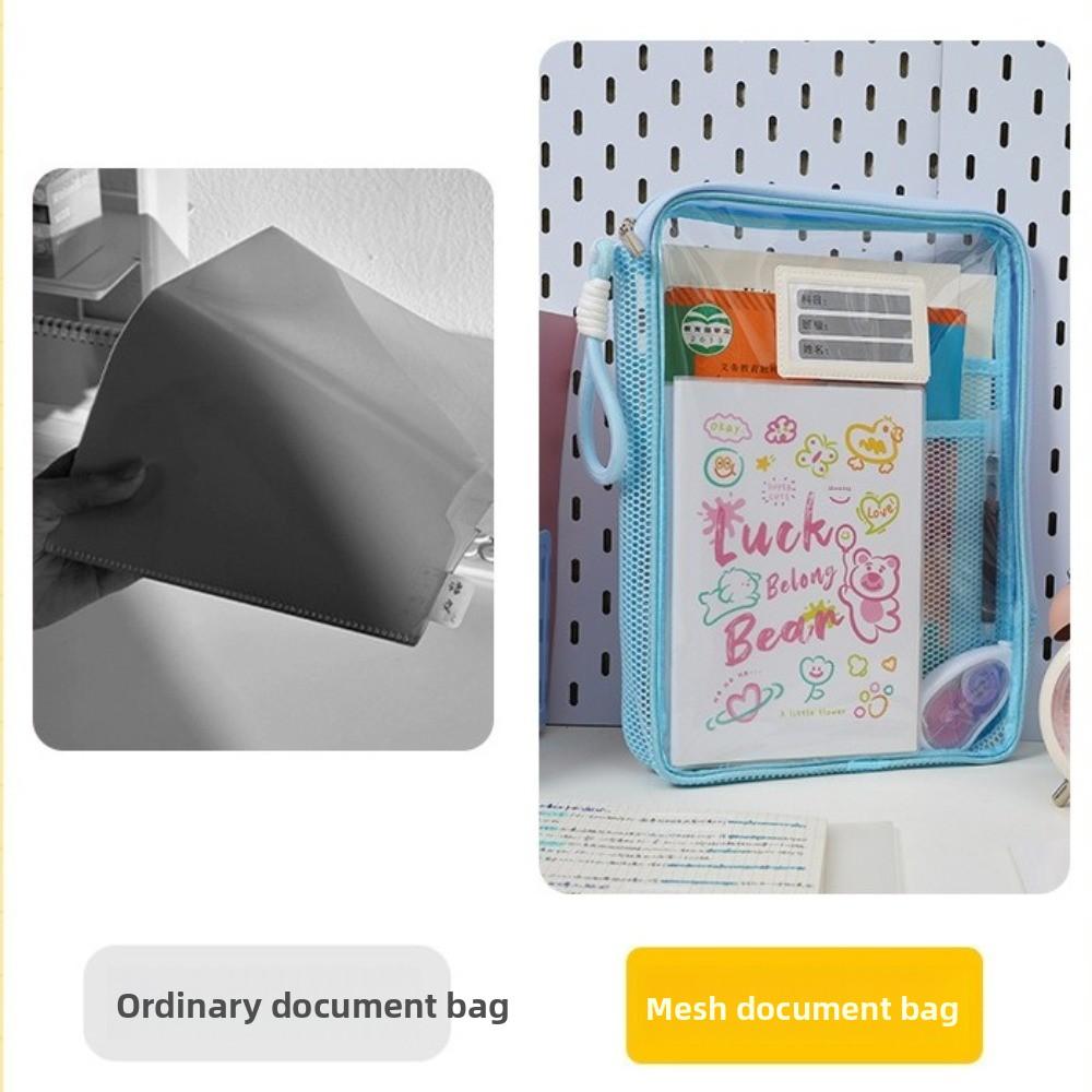 Borsa Portadocumenti Trasparente con Zip Buste Cartellina con Manico Nuova Borsa per Studenti Materiale Scolastico
