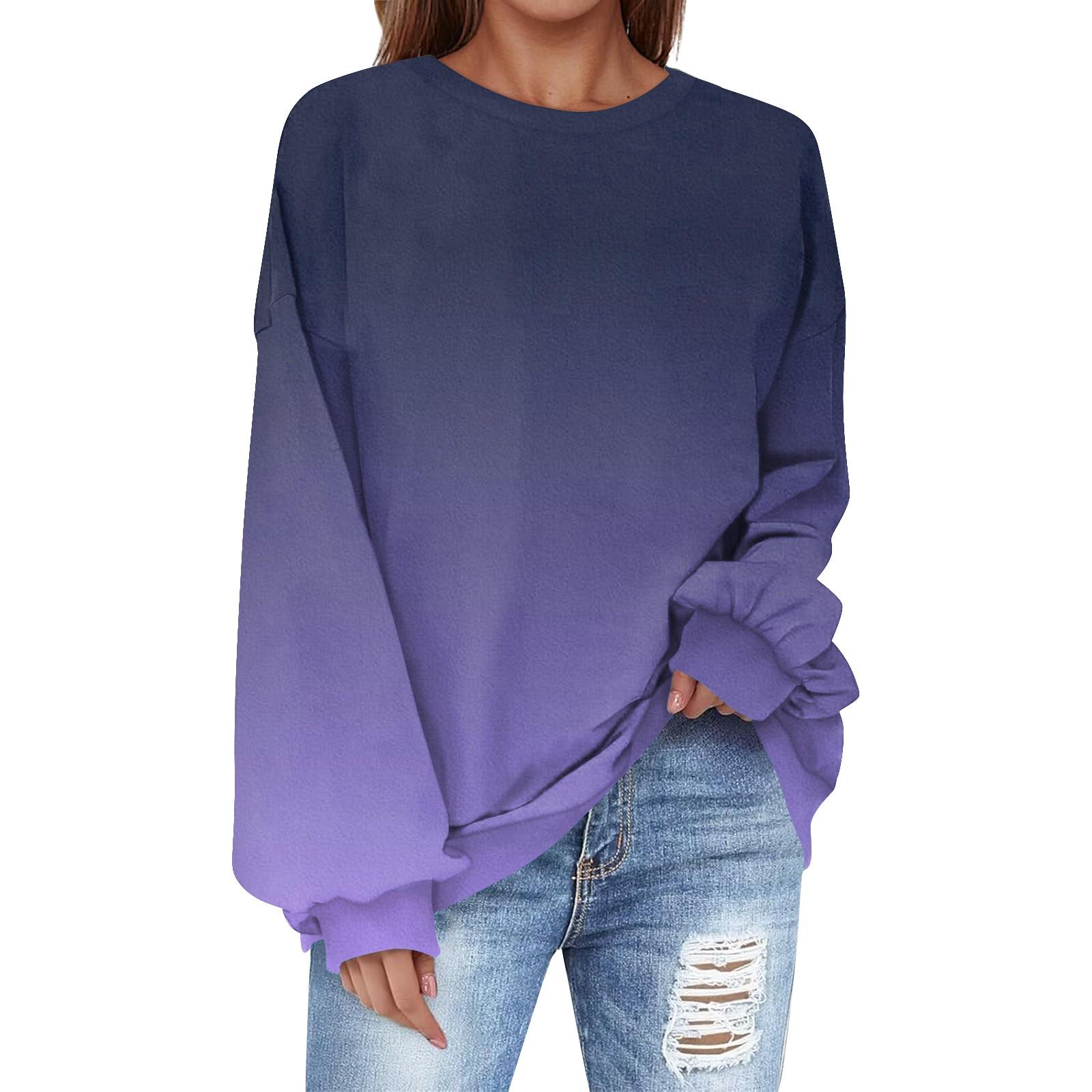 Толстовка большого размера для женщин с круглым вырезом и принтом — фото 12