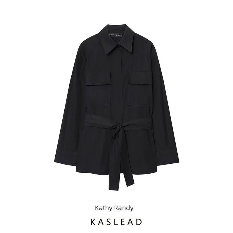 Kaslead New Arrival Women's Fashion Style Fashion Loose Lace-up Poplin Shirt 8627260800