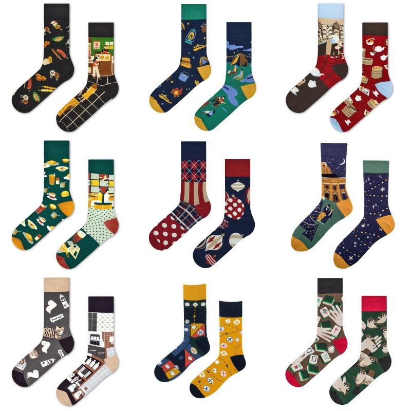 Creative and Fun Cartoon AB Trendy  Asymmetric Mandarin Duck  Men's and Women's Cotton Socks Medium High Socks