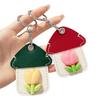 2Pcs Elegant Tulip Key Holder Faux Leather House Shape Keychain