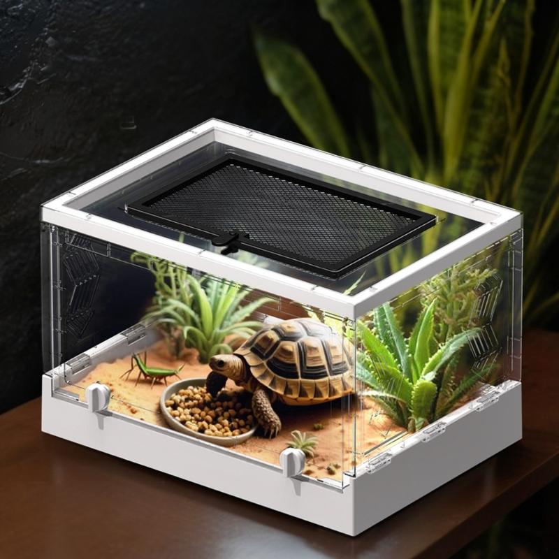 Large Lizards Habitat Box Featuring Ventilated Cover and Detachable Waste Tray For Home Use